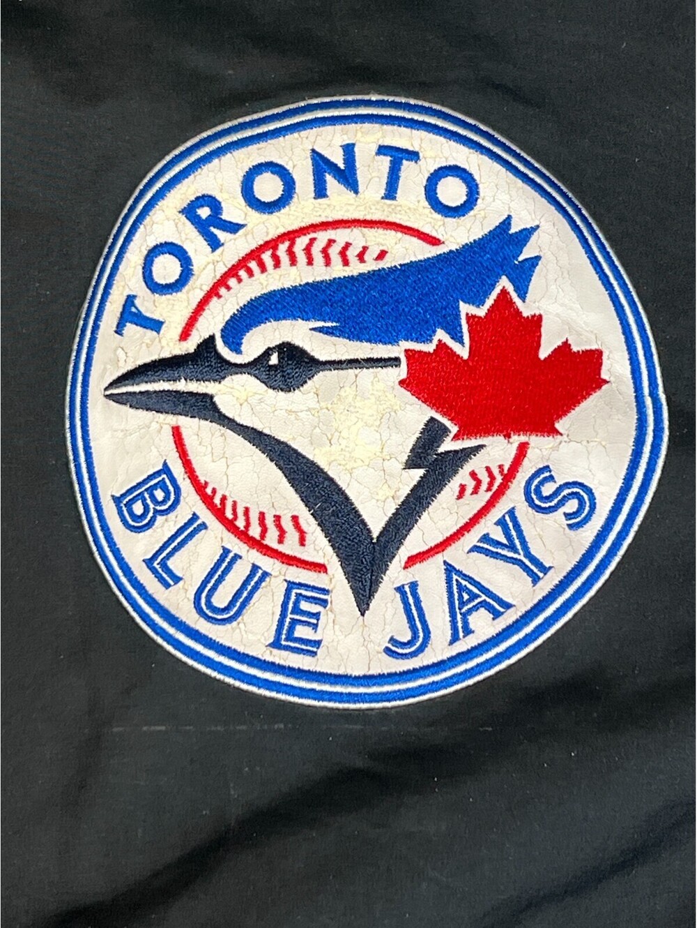 Vintage JH Design Toronto Blue Jays Varsity Jacket Black Royal Blue XL Damaged - Picture 10 of 13